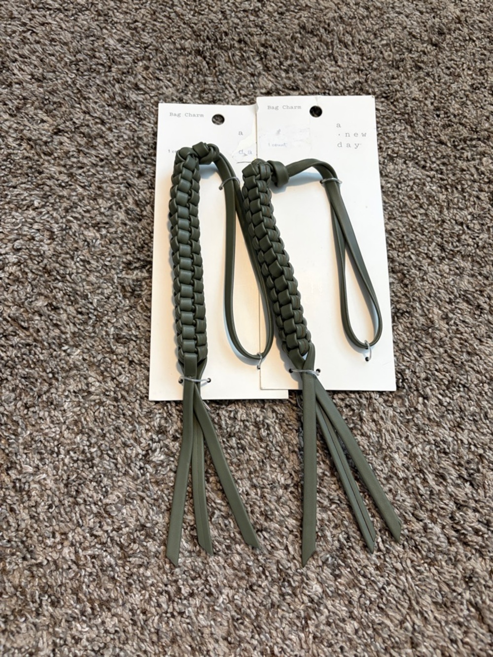 a new day Olive Braided Tassel Bag Charms - Set of 2